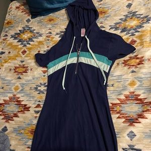 Hooded Zippered short short sleeve dress